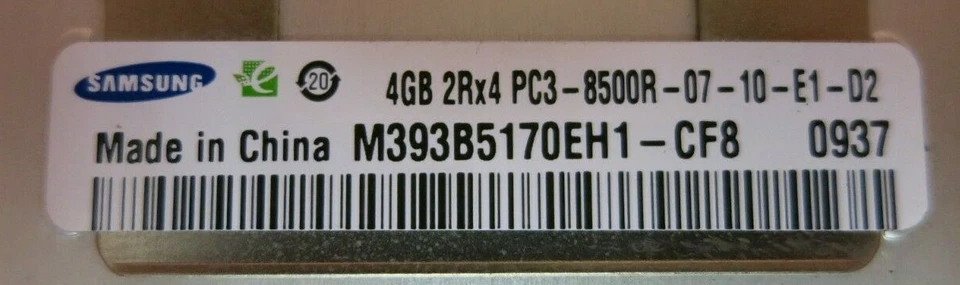 Samsung M393B5170EH1-CF8 4GB PC3-8500 DDR3-1066MHz ECC CL7 240P Memory - Image 3 of 3