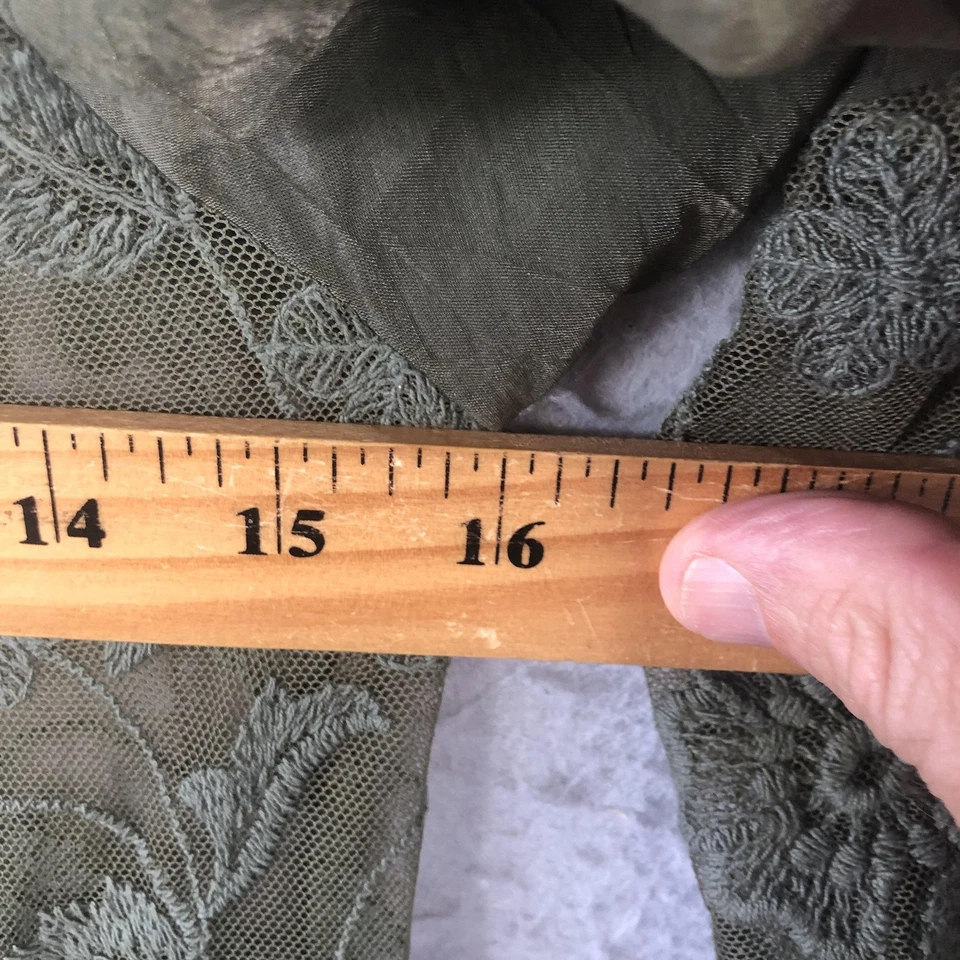 Hazel Dress Womens Medium Olive Green Sheer Lace Boho Ruffle Fairy Feminine Foto 3 de 4