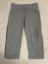Nike Vapor Select Youth BQ6444-053 3/4 Gray Black Piped Baseball Pants Size XL