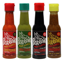Paquete de variedad de salsa picante La Perrona 4x5 oz salsa negra verde asada chiltepin