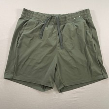 UNIQLO Shorts Mens Large Green Lightweight Elastic Waist Zip Pocket Running NWOT