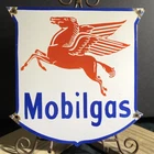 VINTAGE MOBILGAS 12” PORCELAIN PEGASUS SIGN GAS STATION PUMP MOBIL GAS OIL