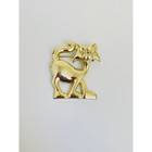 Vintage Bright Gold Walking Cat Brooch Pin Large Cartoon Animal Pet Lover Gift — photo 1
