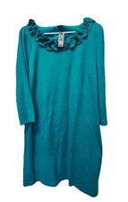 NWT Talbots Dress Womens Green Ruffle Neckline Dress Women's Sz Large