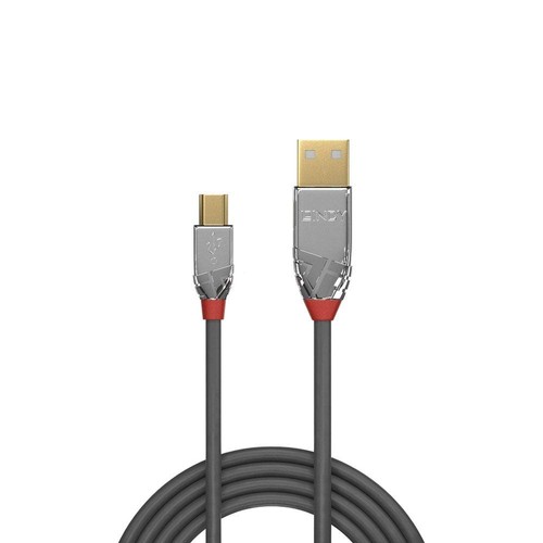 LINDY 36633 USB 2.0 Type A to Mini-B Cable, Cromo Line - Grey, 3m 3m Cromo Line - 第 2/3 張圖片