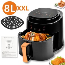 8L Black Portable Air Fryer Oven LCD Display, Rapid Air Circulation, Smart Touch