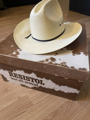 Men's Vtg Resistol Straw Cowboy Hat Size 7 Self-Conforming Sam Boyd Las Vegas