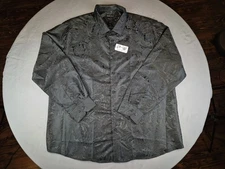 Barry Wang Long Sleeve Black Paisley Button Up Dress Shirt Mens XXL NEW WITH TAG
