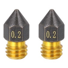 2 Pcs 0.2mm MK8 Brass PTFE Nozzles, M6 Thread 3D Printer Nozzle Accessories
