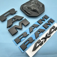 5PCS Door Grille Tailgate Ram Emblems For RAM 1500 2019-2023 4X4 RAMS Head Badge
