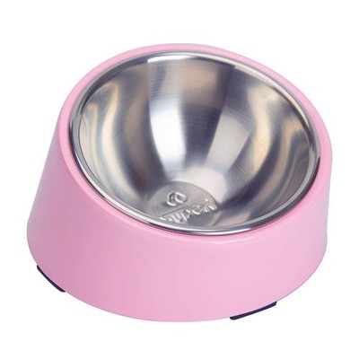 Ergonomic Slanted Dog Bowl 051 Cup Pink Non Spill Elevated Non Slip Design