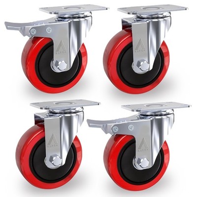 4 x Schwerlast 100 mm 700 kg Gummi Lenkrolle Rollen Wagen Möbelrolle