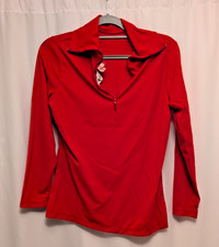 80s womens vtg tarni 13/14 zip long sleeve red turtleneck 100 polyester Tawain