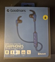 Goodmans Wireless Athletic Earphones Secure Action Fit With Mic Blue