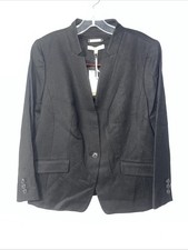 Talbots Woven In Italy Women  s 16p Lined 1-Button Wool Blazer Jacket Black