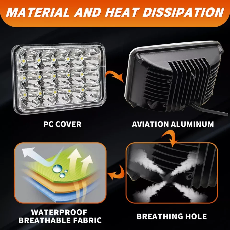 Fit Chevrolet G10 G20 G30 1978-1991 4x6" LED Headlights High/Low Sealed Beam DOT Foto 4 de 4