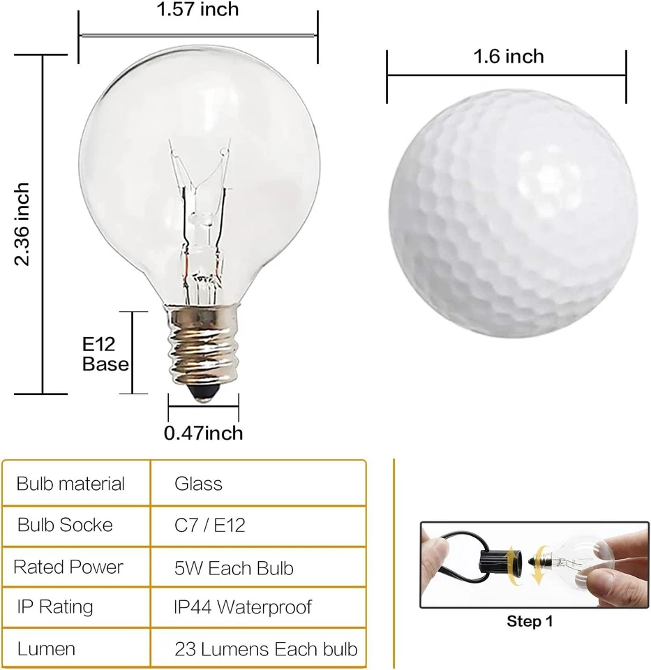 G40 Replacement Bulbs 25-Pack, 5W E12 (C7) Candelabra Base Clear Glass Bulbs - D - Image 2 of 4