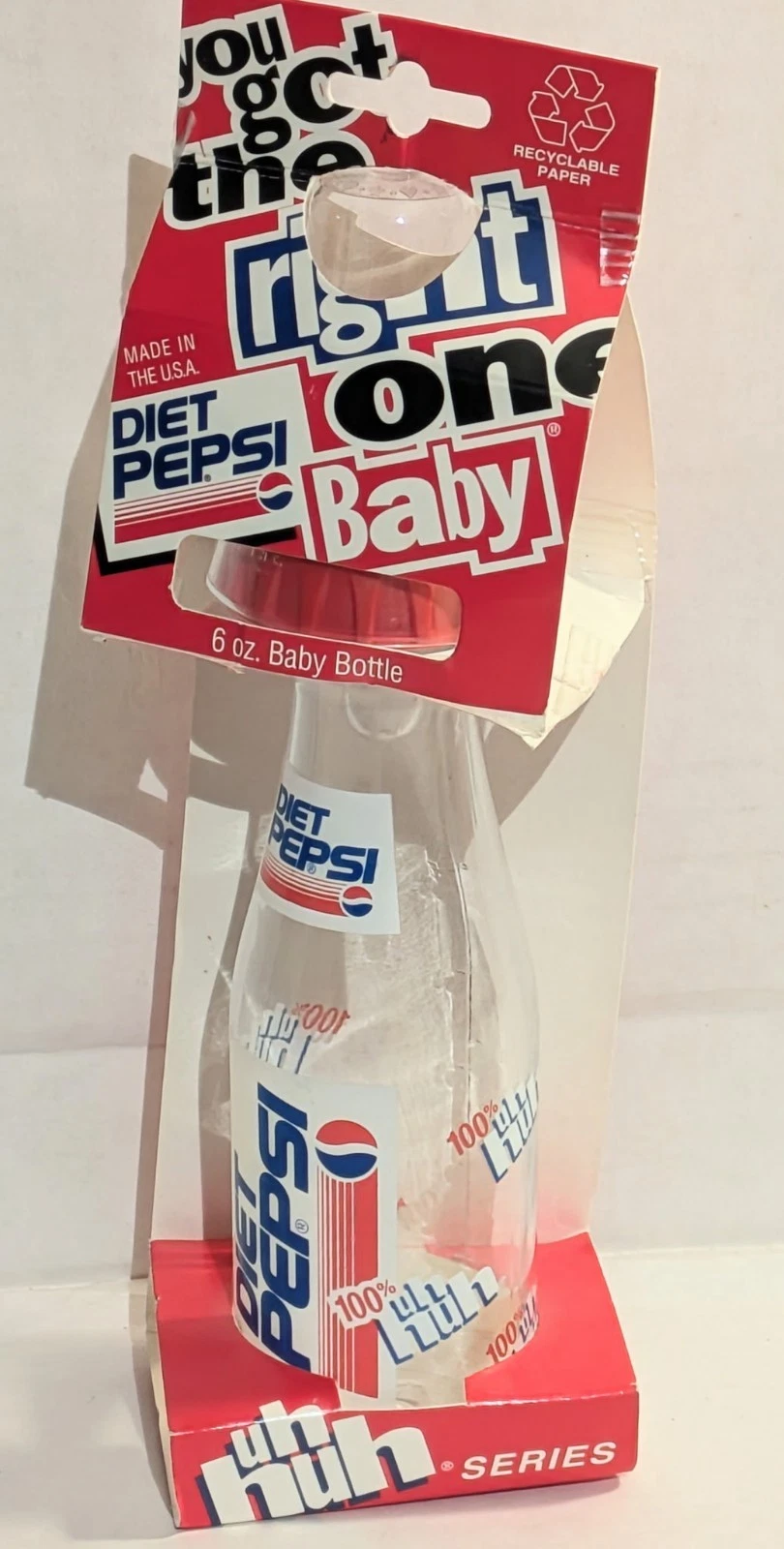 Vintage Diet Pepsi Baby Bottle 6 Oz. Munchkin Bottling Inc. 1992 Made In The USA