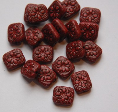 Vintage Style  Brown Etched Tablet  Beads bds380M