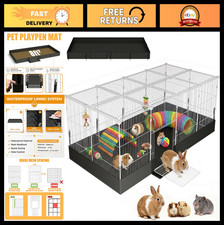 20-Plane Guinea Pig Cage with Transparent Top, Waterproof Liner & Expandable Des