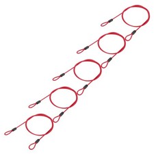 5 Pcs 5/32" Dia 4 ft (47") Vinyl Coated Stainless Steel Cable with Loops, Red