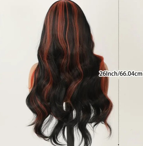 Ginger Highlights 13x4 HD Lace Front Wig - Synthetic Ombre Black to... - Picture 3 of 5