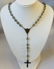 Vintage Italian Light Blue Crystal Beads Rosary Very Good Condition Free Postage