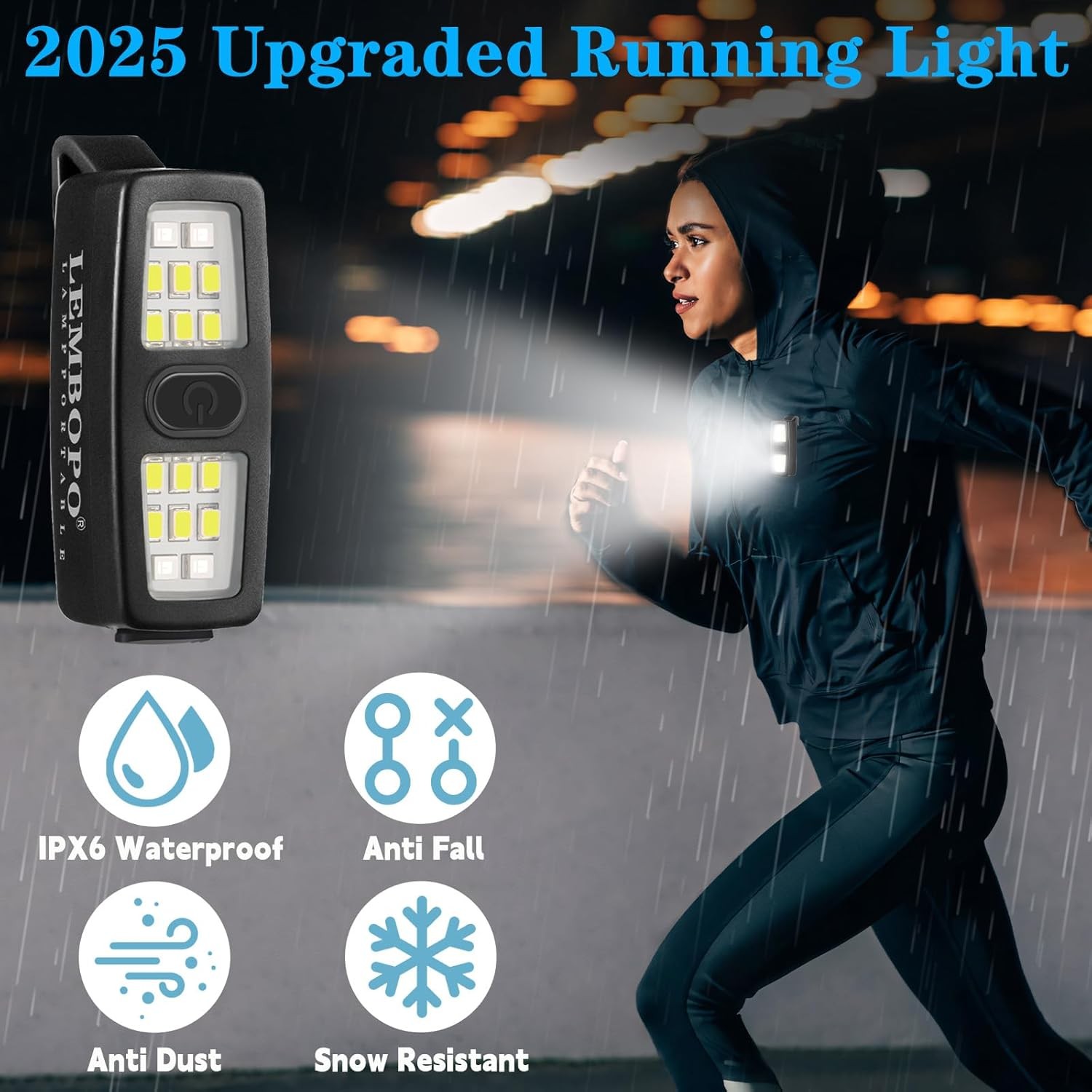 Small Rechargeable EDC Flashlight Clip on Running Lights Gift for Runners Safety