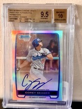 2012 COREY SEAGER 1ST BOWMAN CHROME DRAFT REFRACTOR AUTO BGS 9.5 - AUTO 10