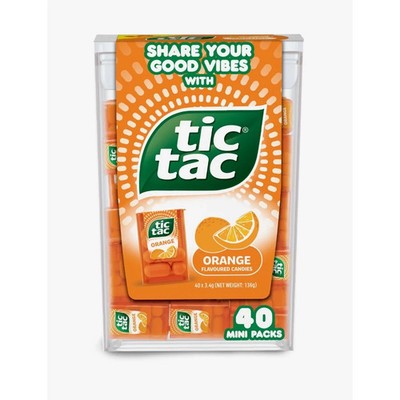 1 Box TIC TAC Box mit 40 Mini Packs Bonbons mit Orangengeschmack KOSTENLOSER ...