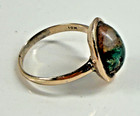 Vintage 10k Yellow Gold, Royston Turquoise Ring, Plain Band Small Size 3  1/2 — photo 3