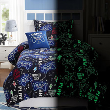 Kids Comforter Set Twin Size for Boys, Glow in the Dark Gamer Bedding Set 1 Comf