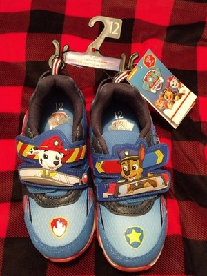 NEW BOY'S NICKELODEON TODDLER PAW PATROL LIGHT-UP SHOES SIZE 12 RED WHITE & BLUE