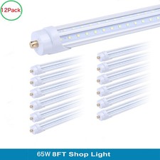 12 Pack 8FT Led Tube Light Bulbs, FA8 Led Shop Light 65W T8 T12 Single Pin 5000K