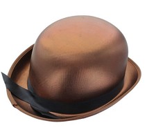 Satin Costume Derby Hat Brown One Size