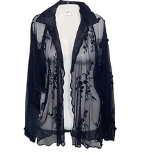 Rose Taft Top Size 12 Black Sheer Lace Jacket Whimsigoth Fairy Boho Witchy Read