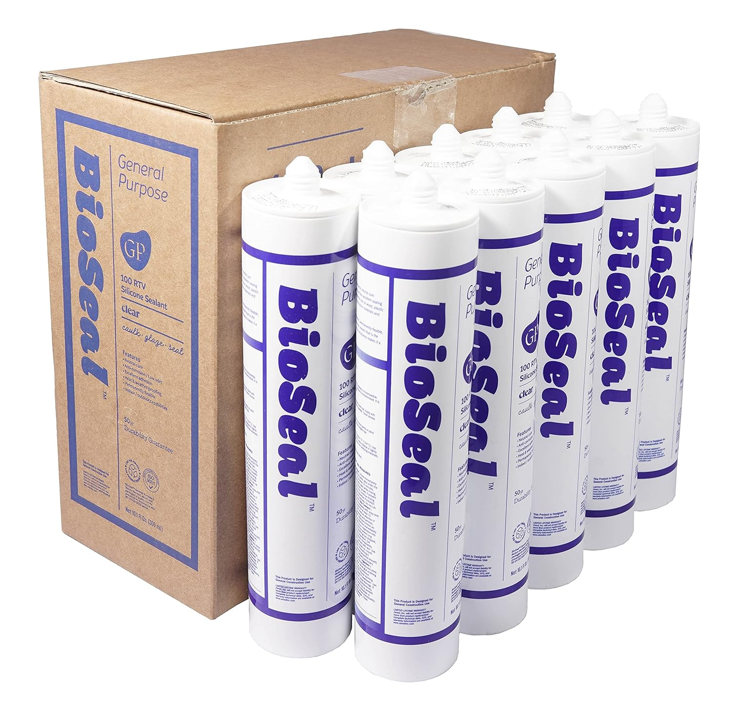 Clear Bioseal Waterproof Caulk & Sealant 100% RTV Silicone Sealant, 10Oz Cartrid