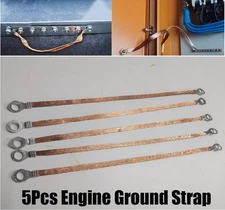 (5Pcs) 11.4" Car Truck Firewall Body Frame Copper Engine Ground Strap Cable Kit