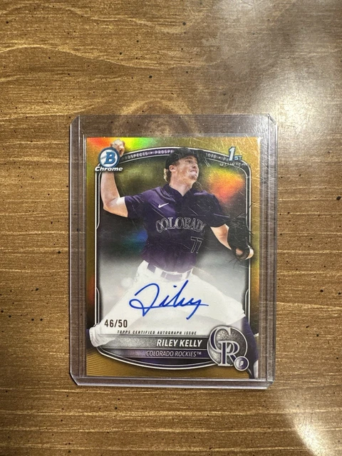 Riley Kelly 2025 Bowman Draft Chrome 1st Bowman True Gold Auto /50 #CPA-RK