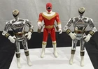 3 VTG Mighty Morphin Power Rangers Metallic Silver & Red Rangers Figure Bandai