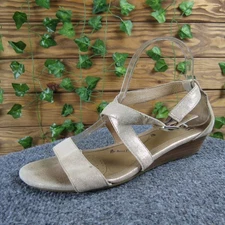 Söfft Innis Women's 9 Wide Gold Platino Leather Wedge Sandals Comfort Strappy