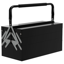 3 Tier Metal Toolbox 5 Tray Carry Handle Tool Storage Box Black DURHAND