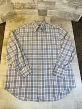Peter Millar Men  s Large Blue Yellow Check Plaid Long Sleeve Button Down Shirt