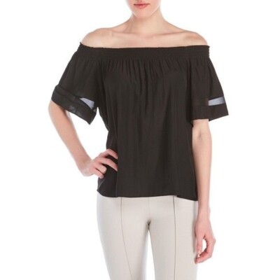 black smocked off the shoulder top