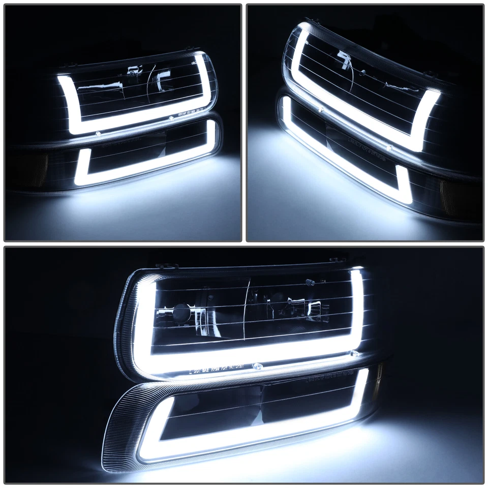 Para Silverado Suburban Tahoe 1999-2006 LED DRL Faro Parachoques Lámpara Negro/Claro Foto 3 de 4