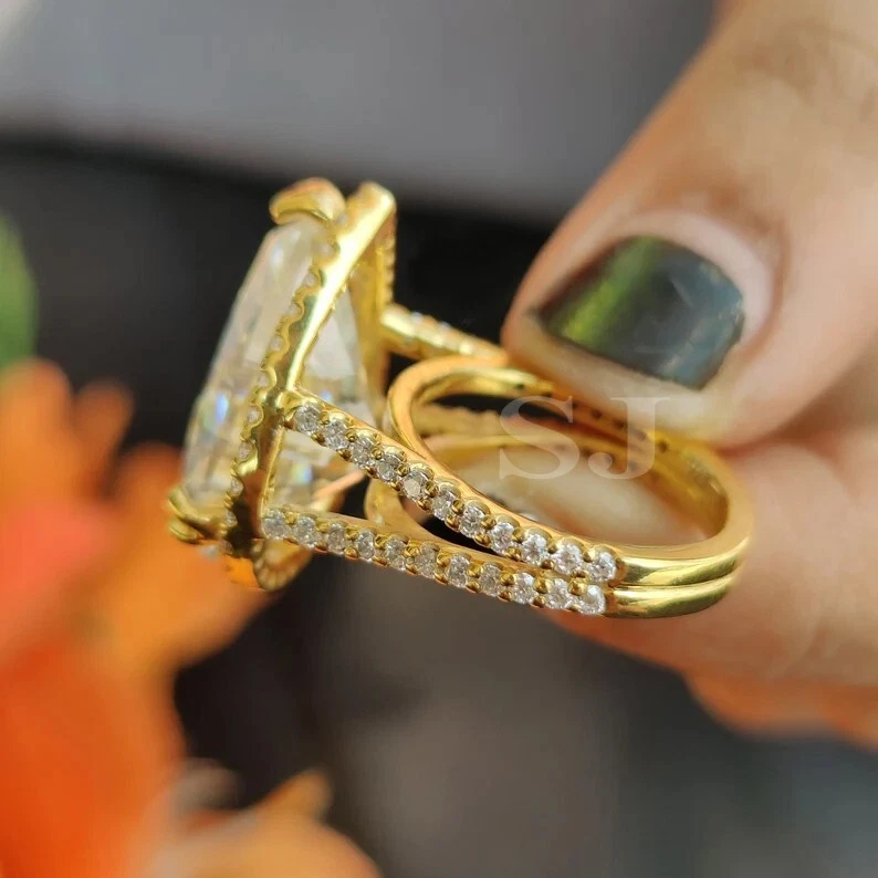 10.00 Ct Pear Cut Off white Treated Diamond Solitaire Engagement Ring 925 Silver - Image 4 of 4