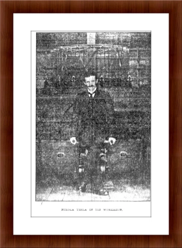 Nikola Tesla In His Magnifying Transmitter Circuit Framed Photo Wall Art