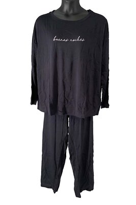 Peace Love World Cloud French Terry Petite Pajama Set Black
