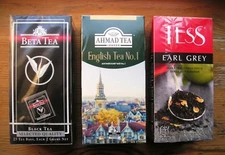 Black Tea Assortment: Beta Tea, Ahmad Tea, Tess Tea 3 packs x 25 sachets