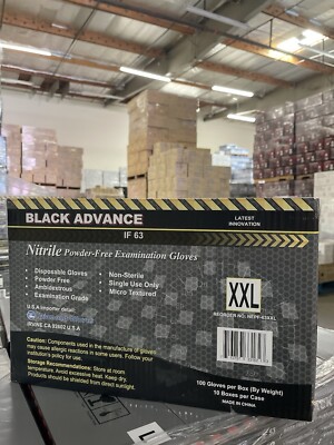 Black 100% Nitrile Gloves Powder Free Case Of 1000 PC Size XXL Power  Latex Free